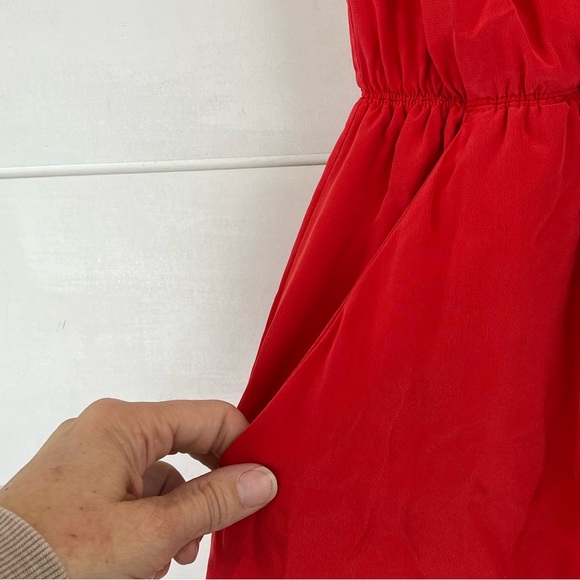 BABATON ARITZIA Corbett 100% Silk Shorts Romper Women’s Size XS Wrap Top Red - Picture 3 of 8